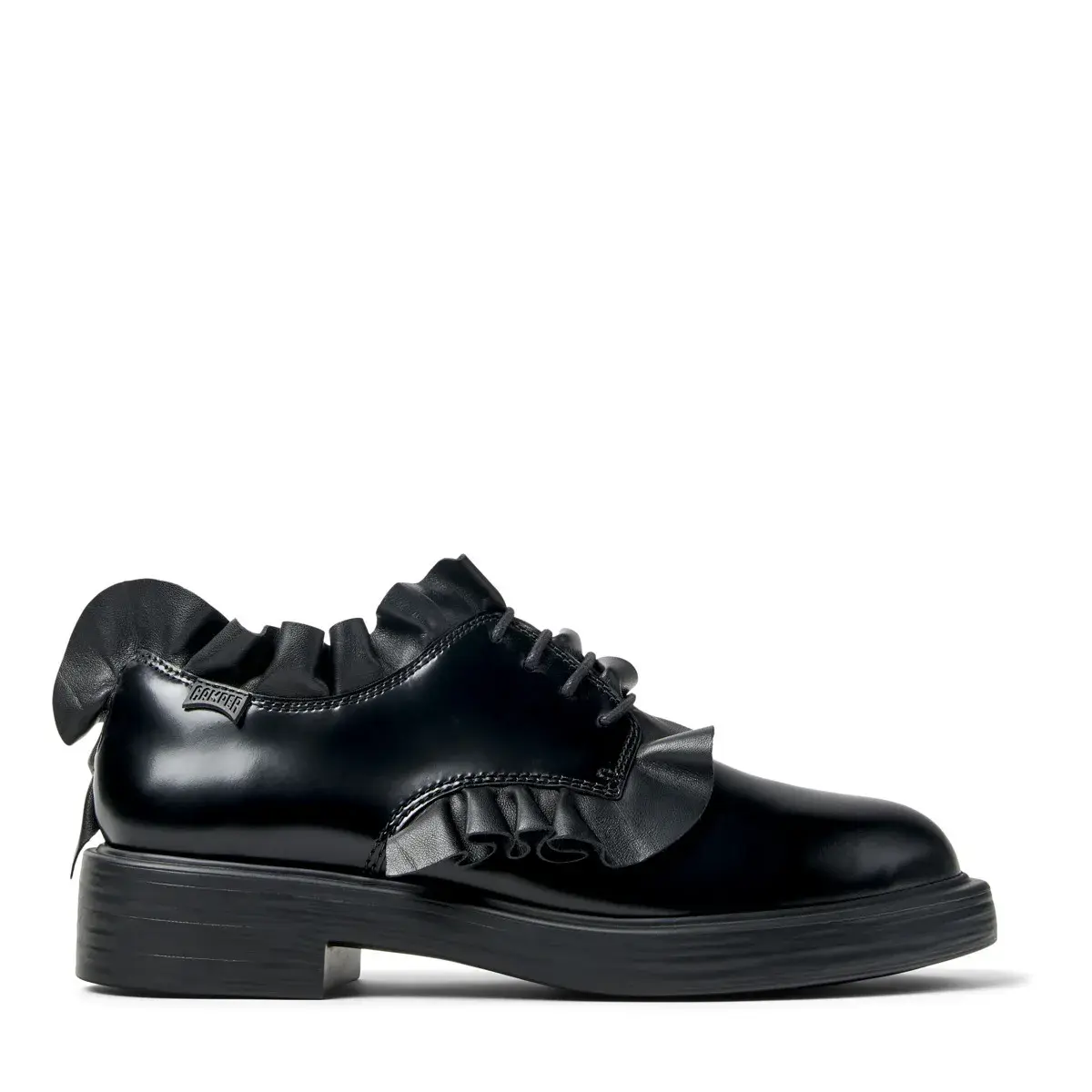 Derby-Schuhe aus Leder mit Rüschen