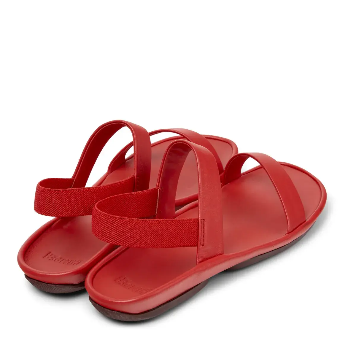 Moderne rote Leder-Slingback-Sandalen