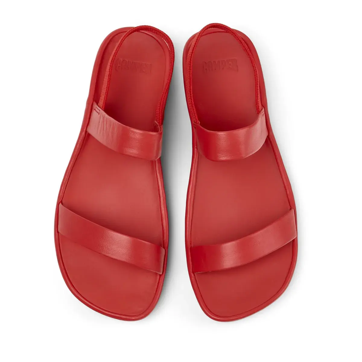 Moderne rote Leder-Slingback-Sandalen