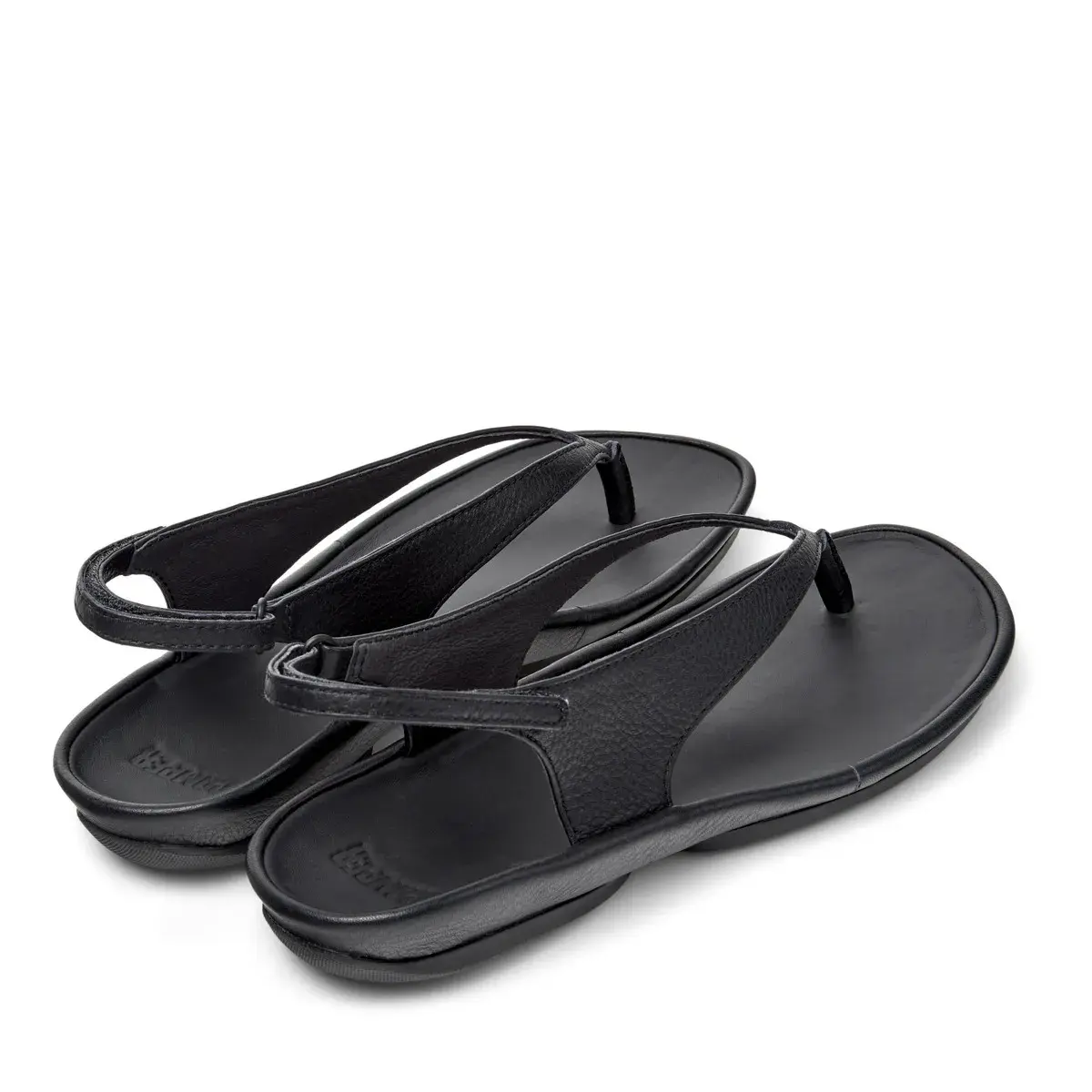 Elegante schwarze Leder-Slingback-Sandalen