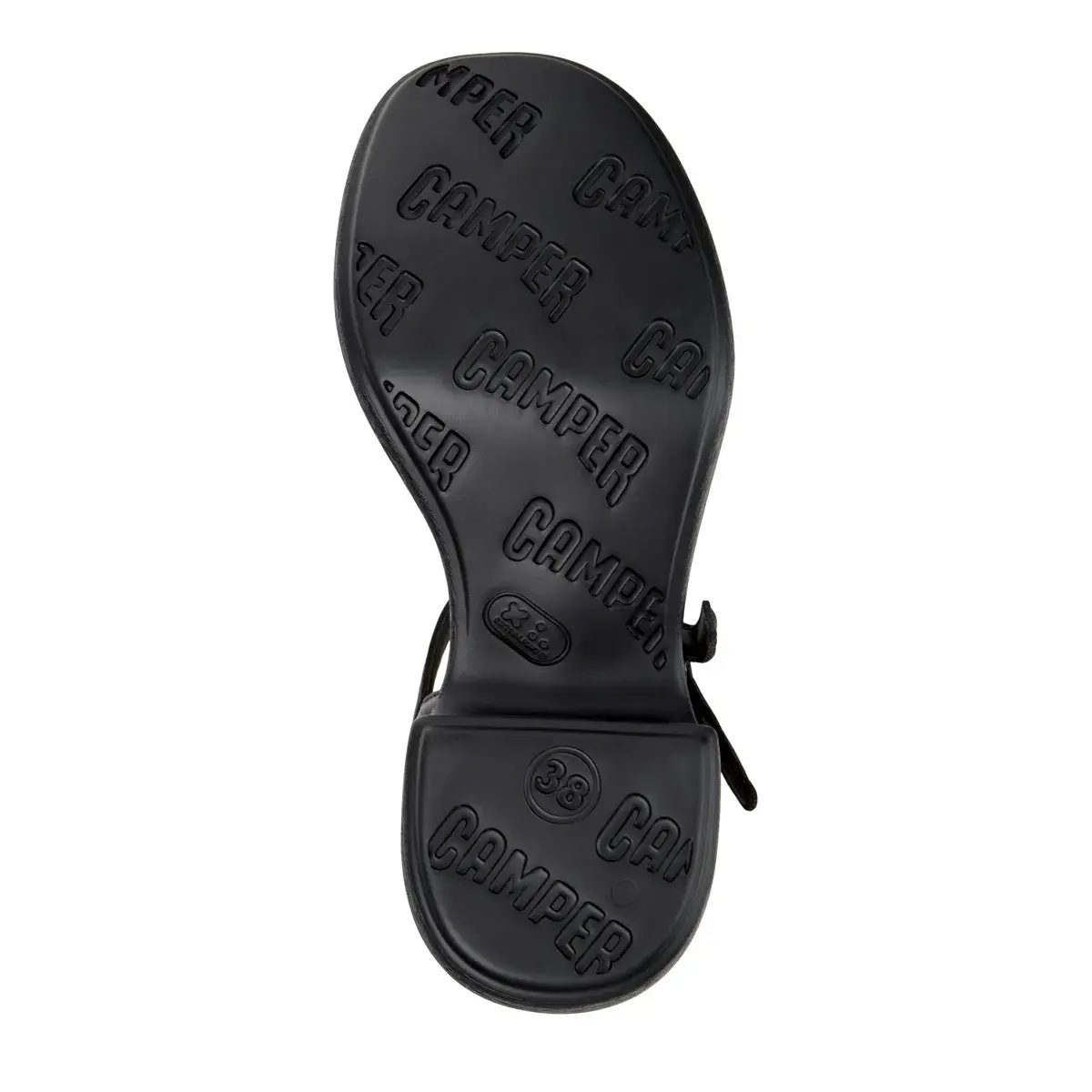 Einzigartige schwarze Leder-Sandalen mit Absatz