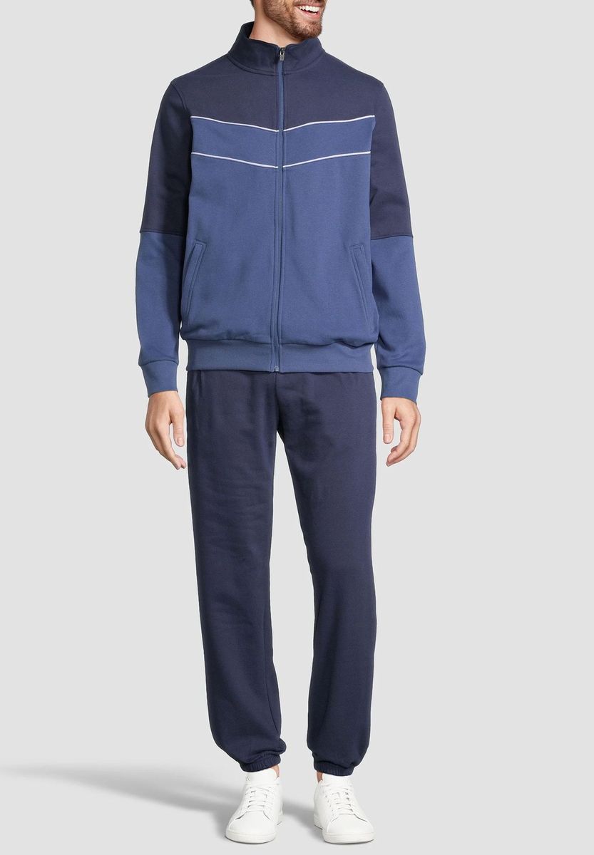 Herren Zweifarbiger Trainingsanzug mit Reißverschluss
