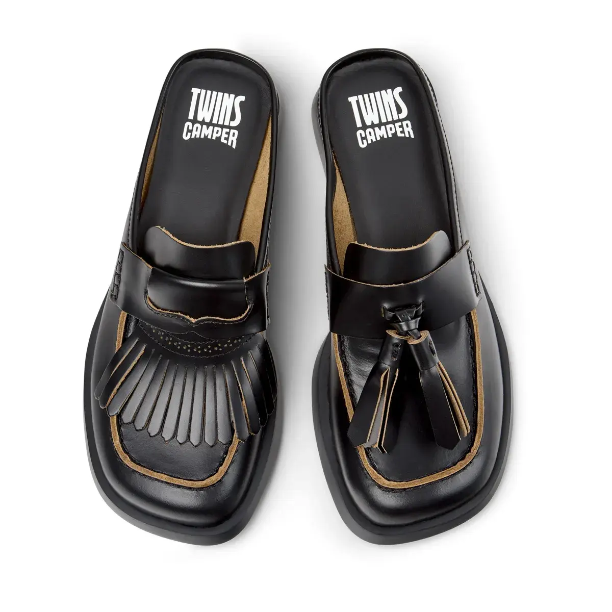 Leder Slipper-Mules mit Quasten