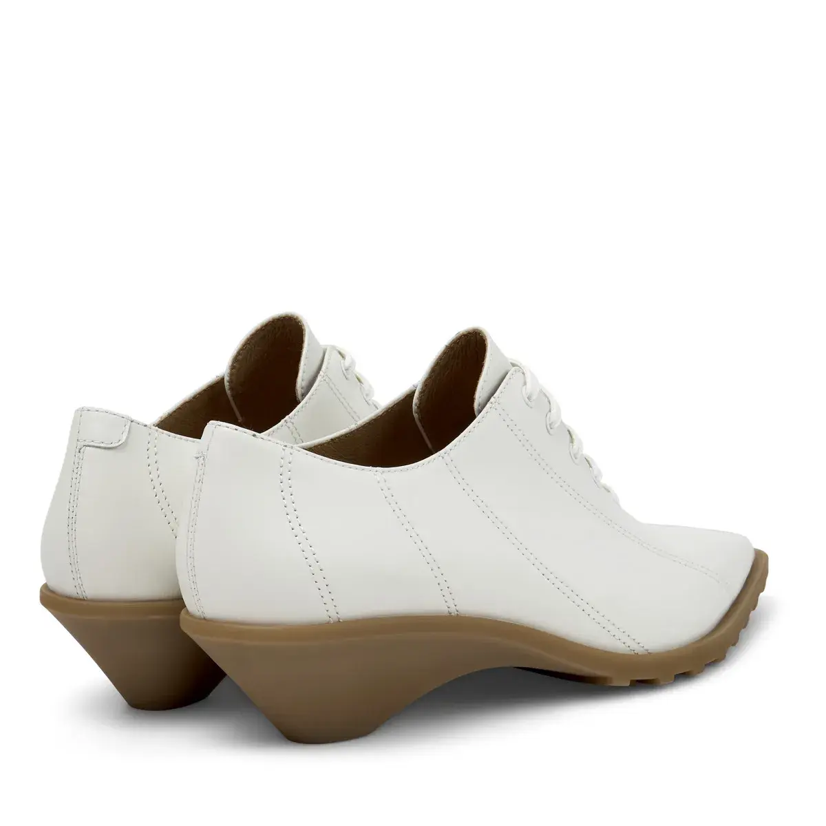 Weiße Oxford-Schnürschuhe mit Absatz