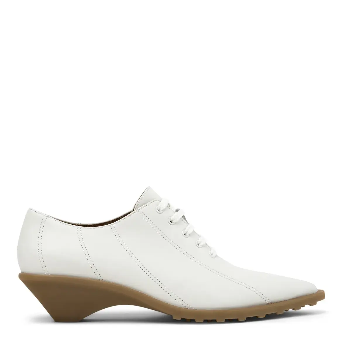 Weiße Oxford-Schnürschuhe mit Absatz