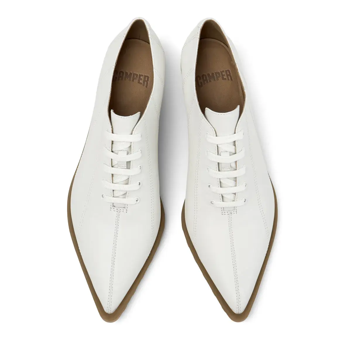 Weiße Oxford-Schnürschuhe mit Absatz