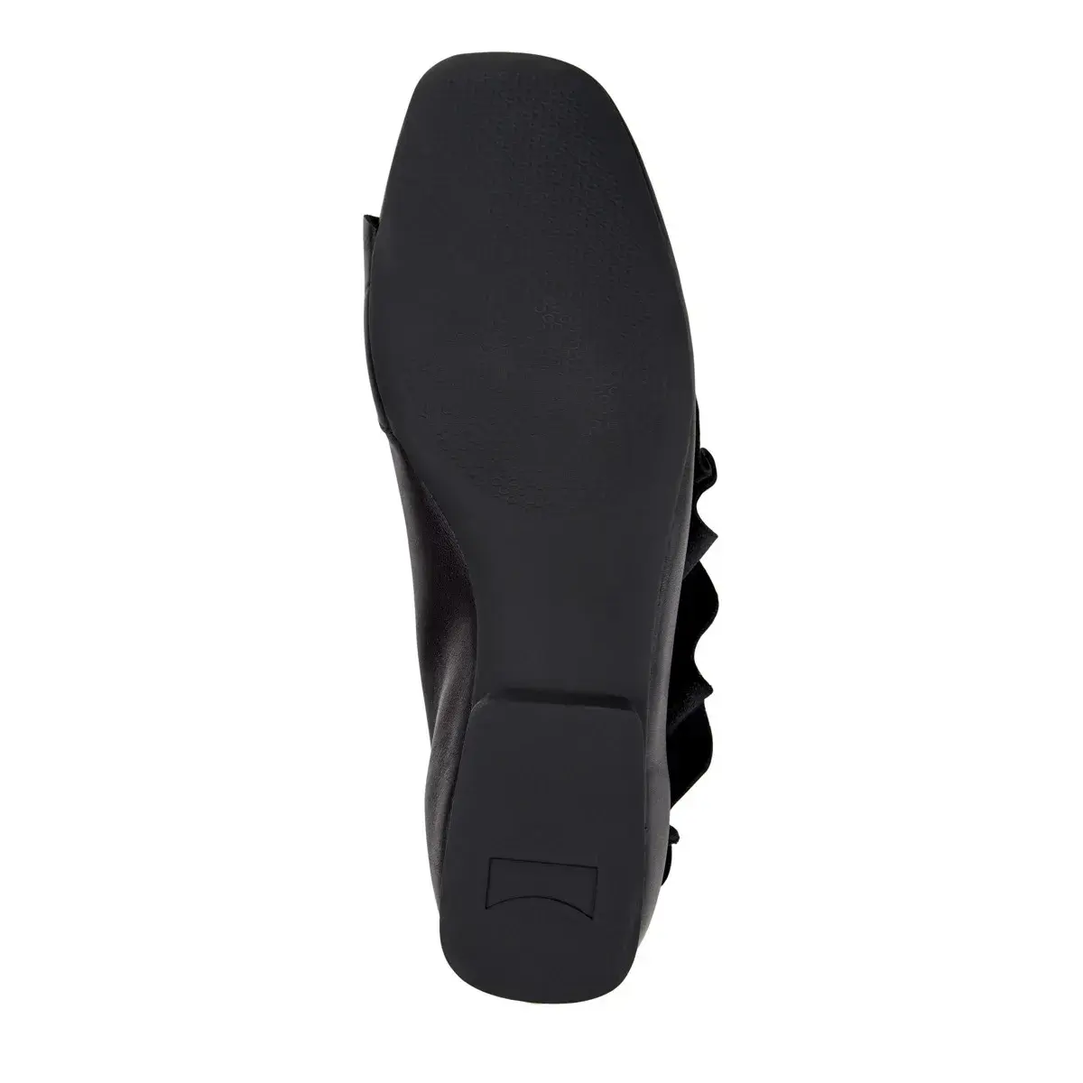 Leder-Ballerinas mit Rüschen und eckiger Spitze