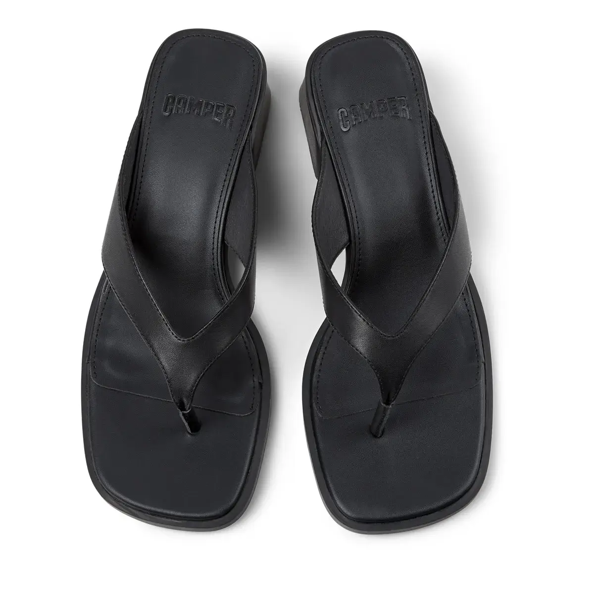 Schwarze Zehentrenner-Sandalen mit Absatz