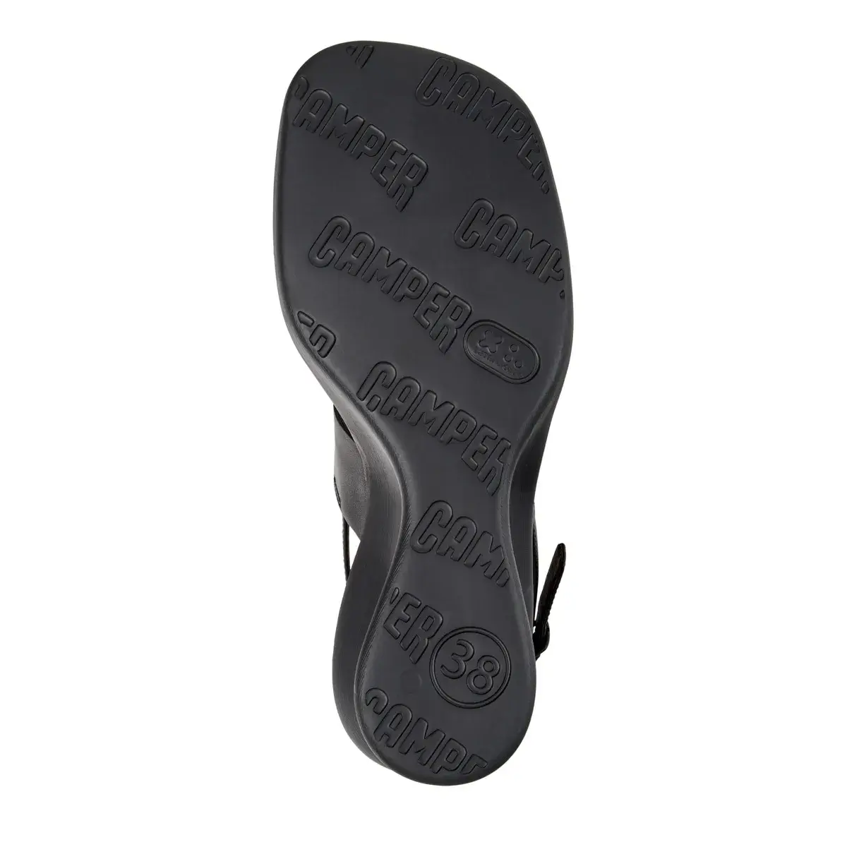 Moderne schwarze Leder Keilsandalen