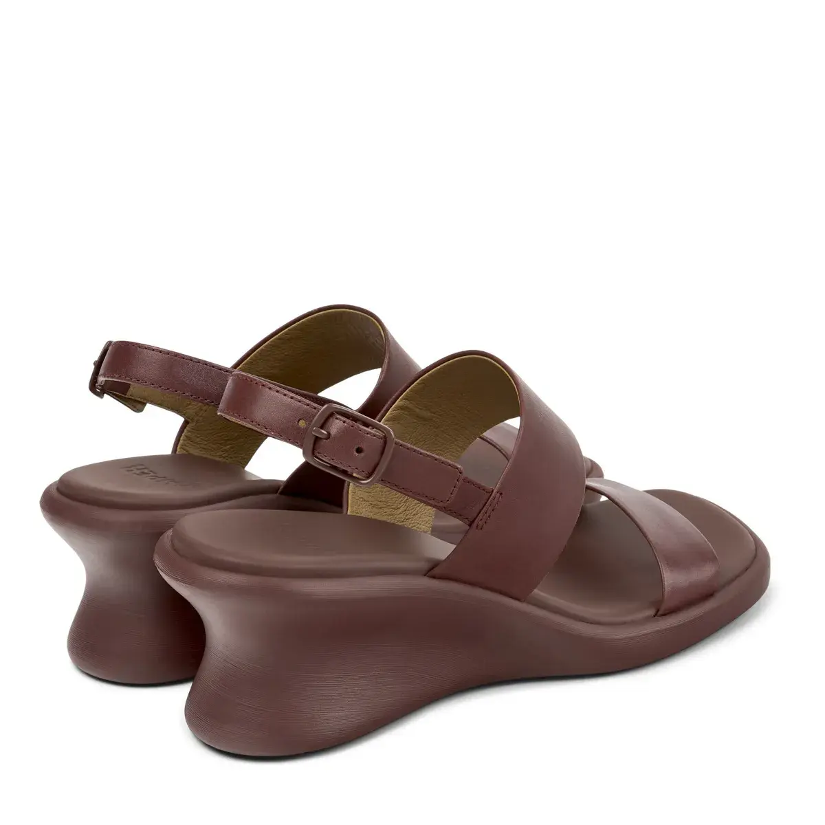 Leder-Slingback-Sandalen mit Keilabsatz