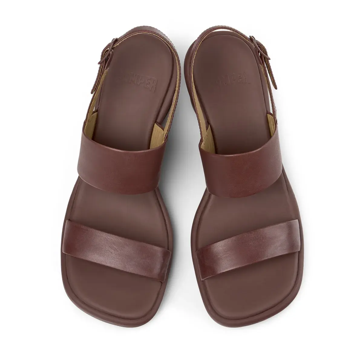 Leder-Slingback-Sandalen mit Keilabsatz