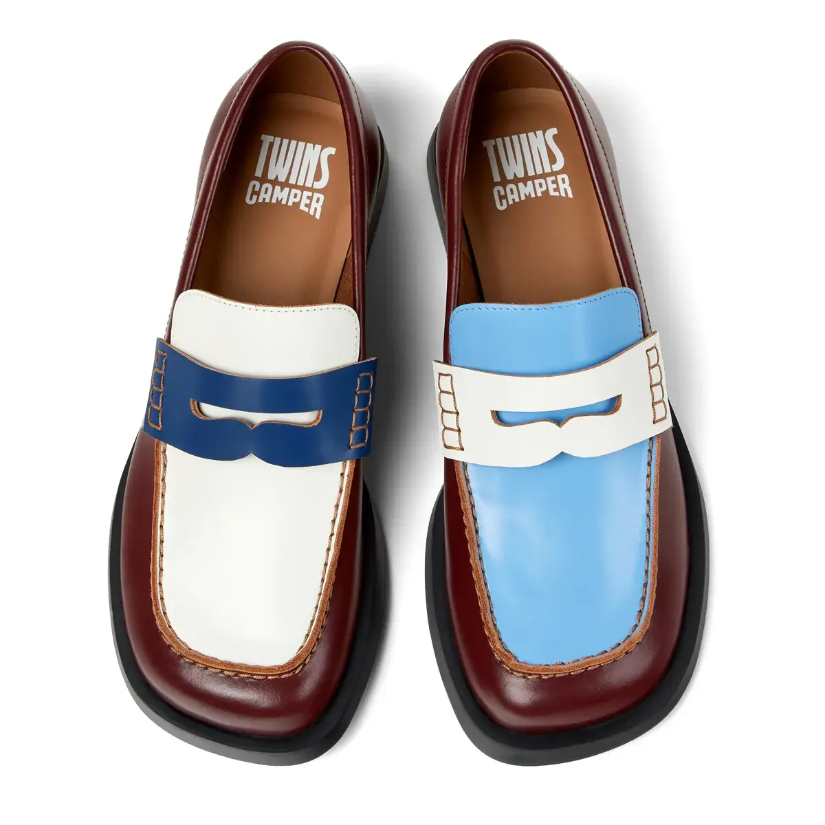 Zweifarbige Penny Loafers aus Leder