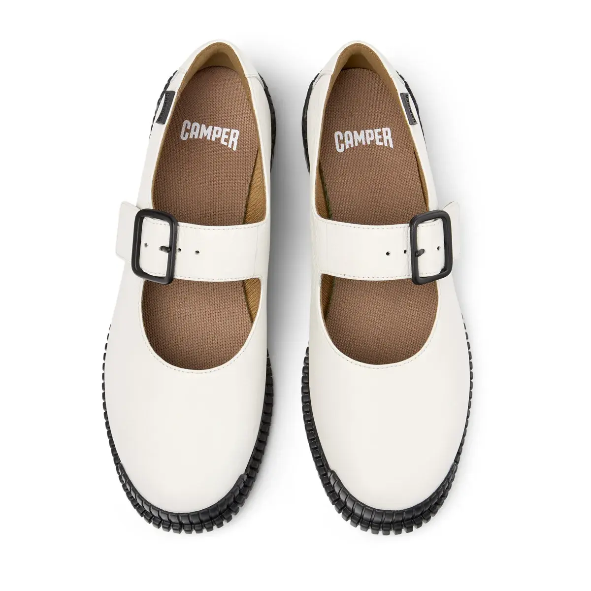 Weiße Mary Jane Ballerinas aus Leder