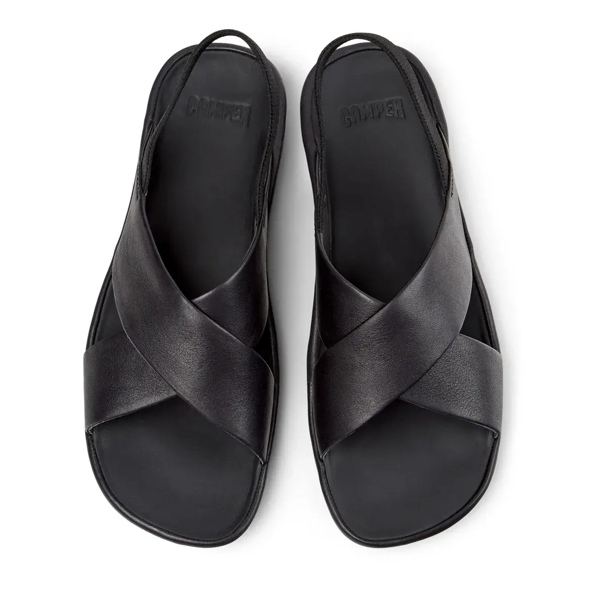 Schwarze Leder-Sandalen mit Kreuzriemen