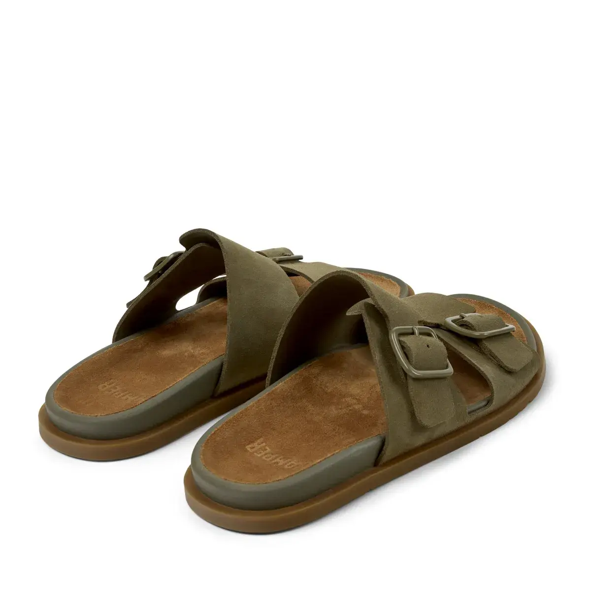 Olivgrüne Sandalen mit Schnallenriemen