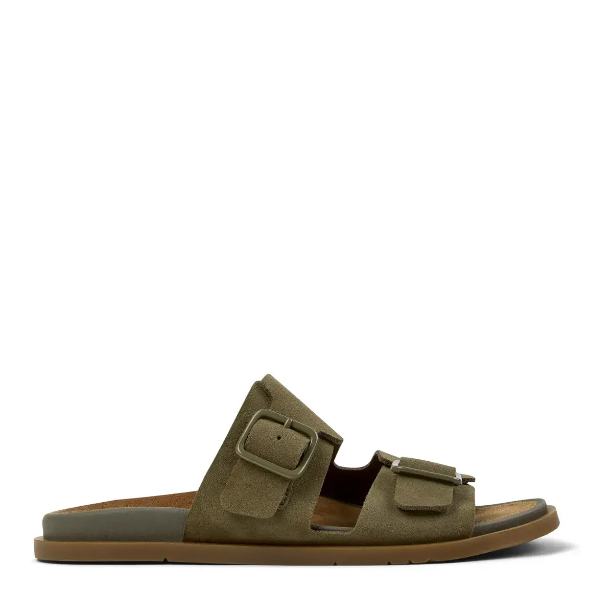 Olivgrüne Sandalen mit Schnallenriemen