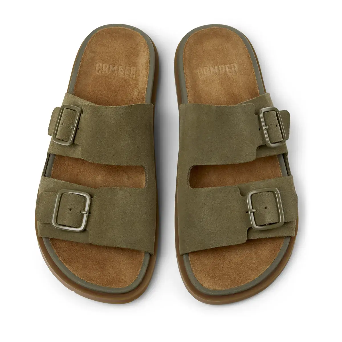 Olivgrüne Sandalen mit Schnallenriemen