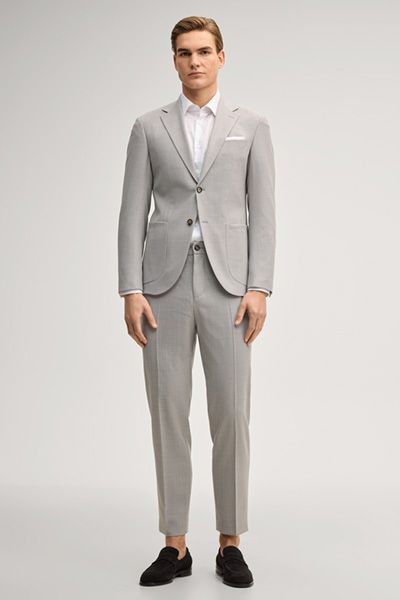 Joop! Dallas Grau Meliert Zwei-Knopf Wollmischung Sakko