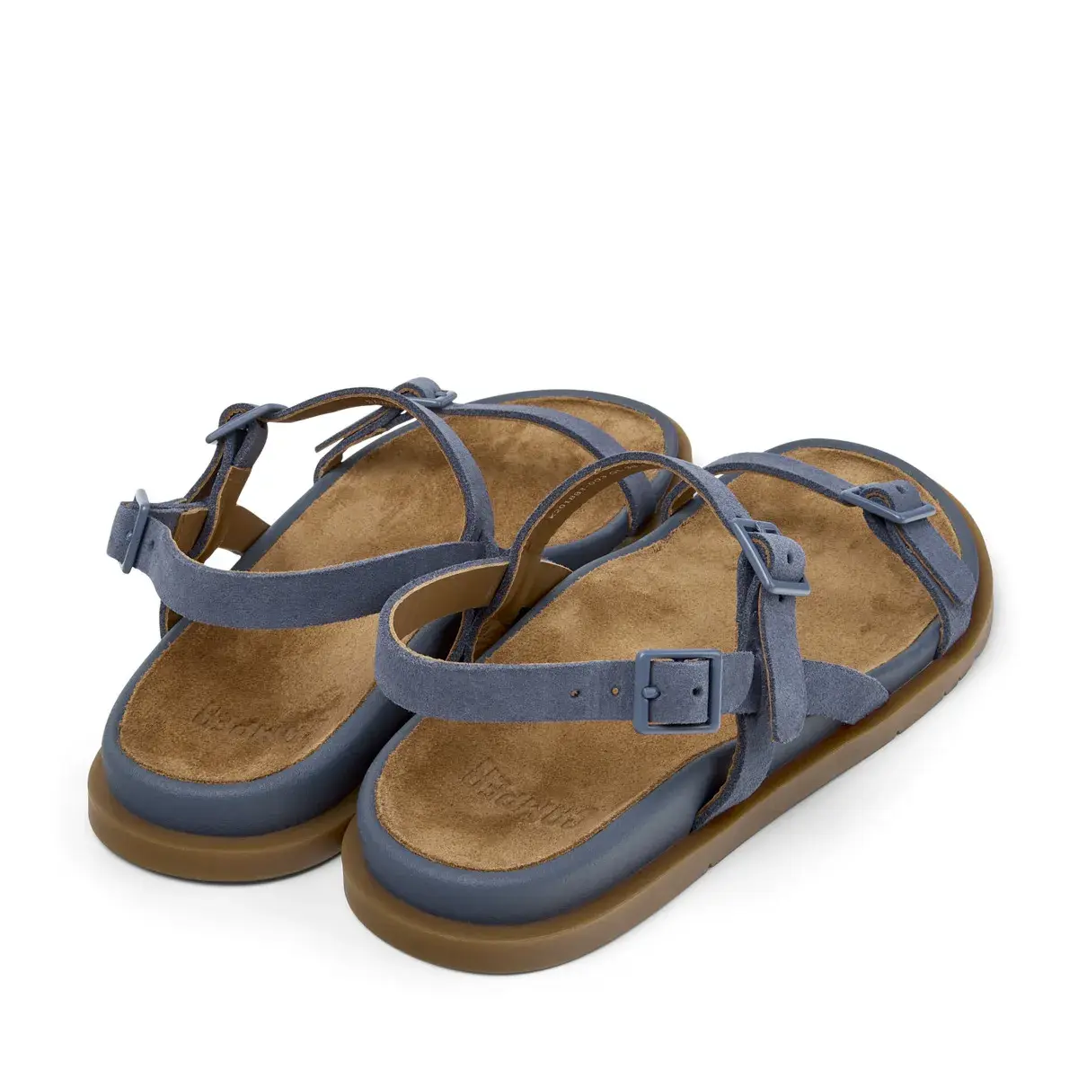 Blaue Ledersandalen mit Schnallenriemen