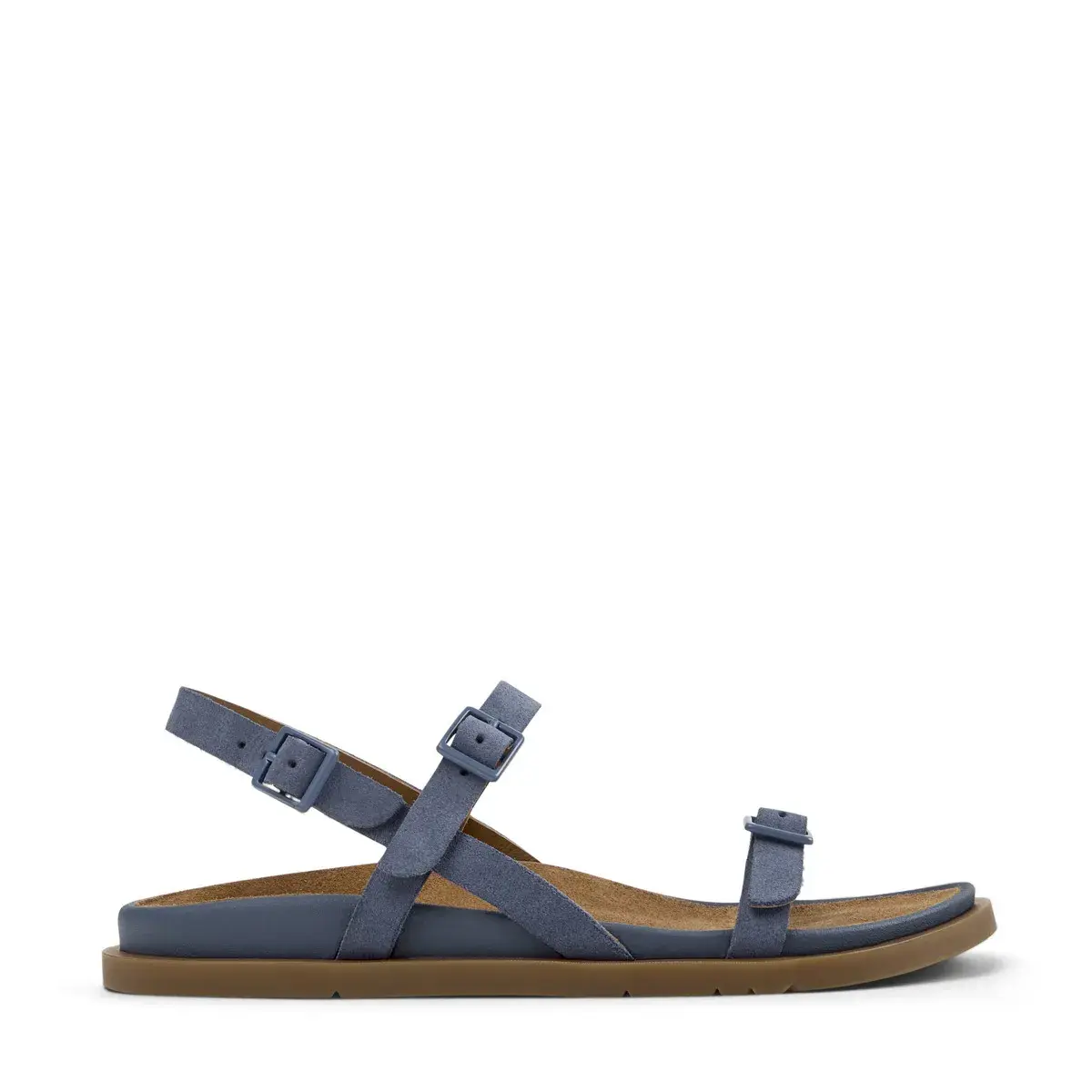 Blaue Ledersandalen mit Schnallenriemen