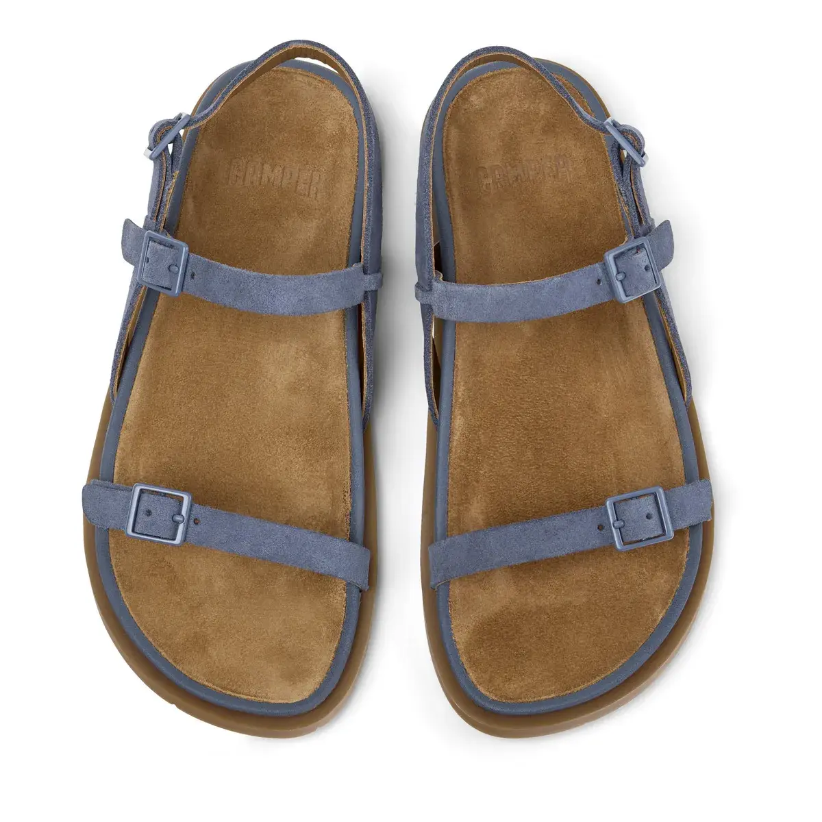 Blaue Ledersandalen mit Schnallenriemen