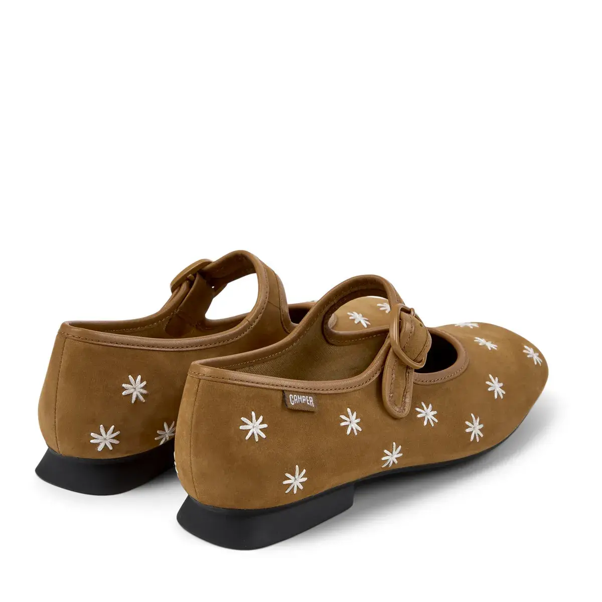 Bestickte Wildleder Ballerina Mary Janes