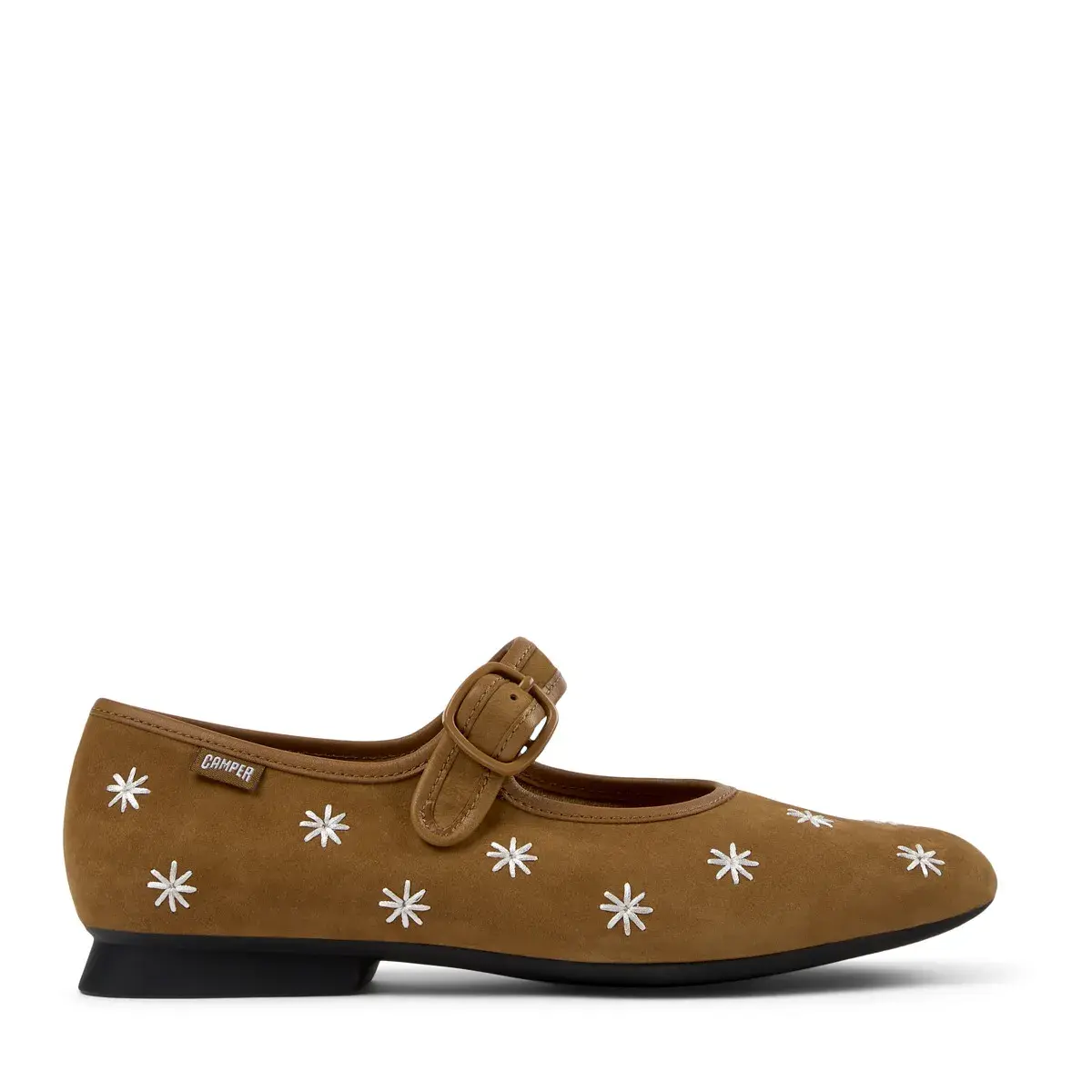 Bestickte Wildleder Ballerina Mary Janes