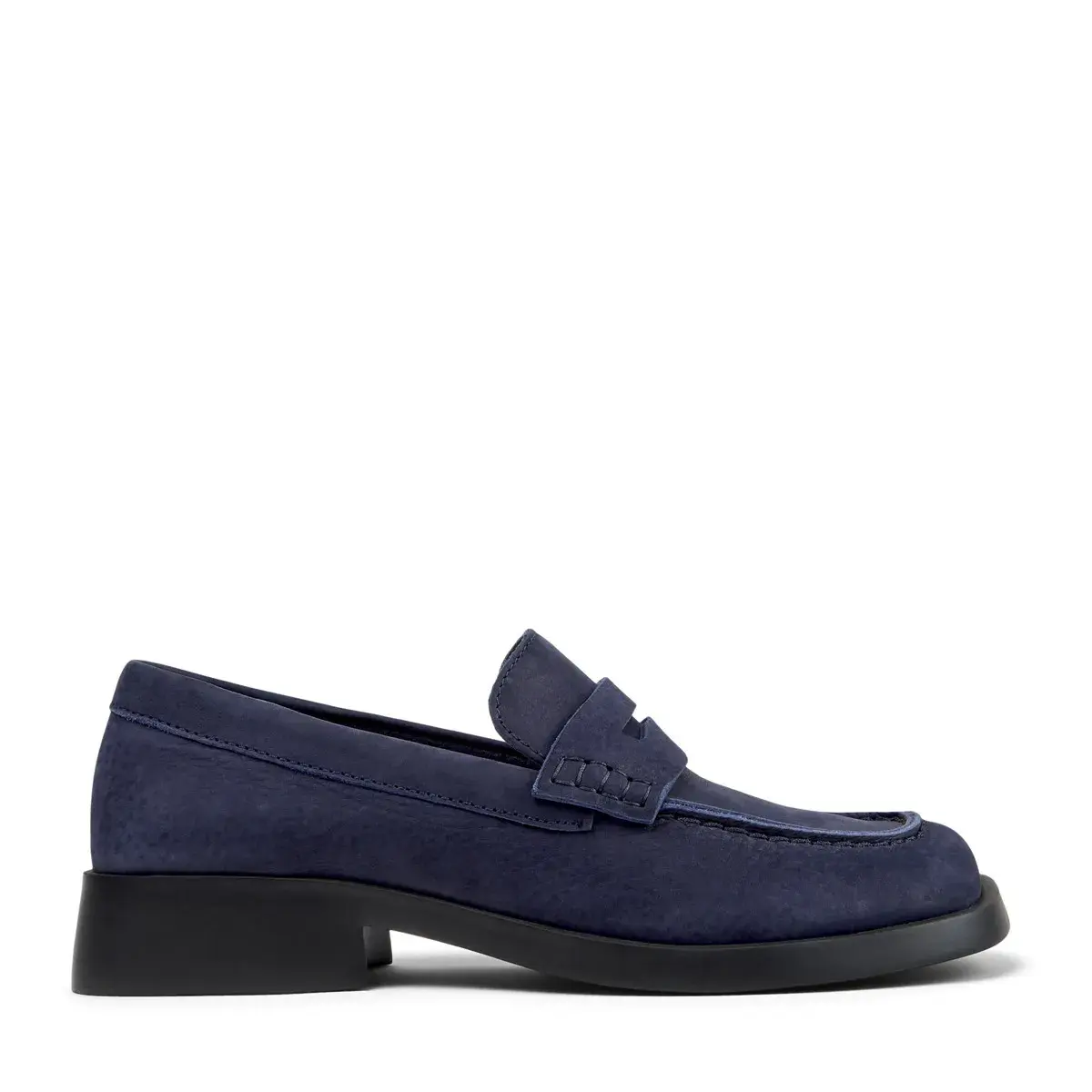 Leder-Pennyloafer mit Blockabsatz