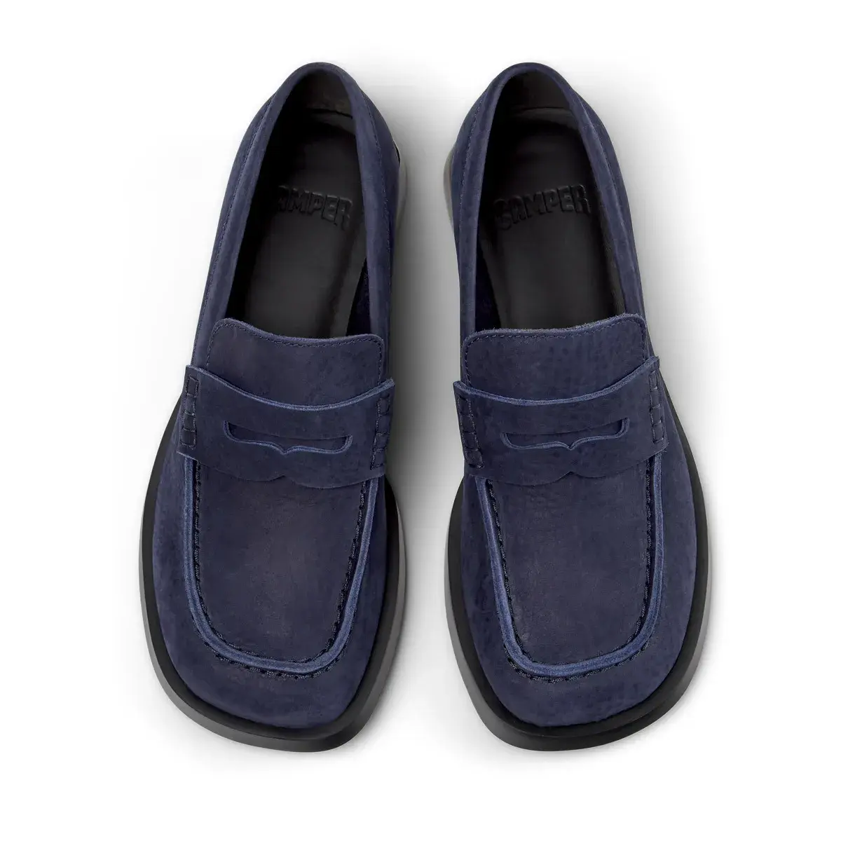 Leder-Pennyloafer mit Blockabsatz