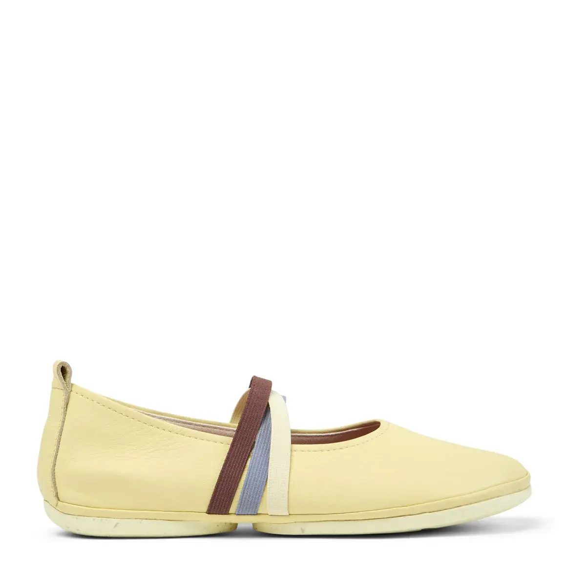 Gelbe Lederballerinas mit Riemen