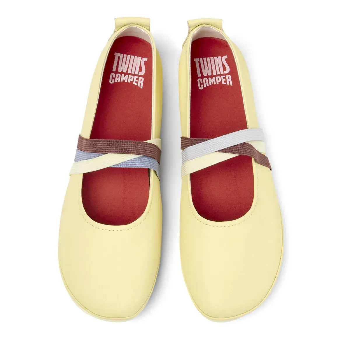 Gelbe Lederballerinas mit Riemen