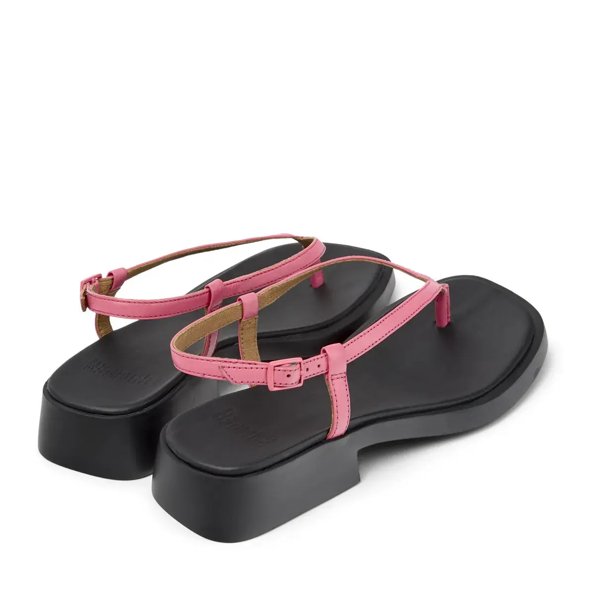Pink Leder Zehentrenner Sandaletten mit Absatz