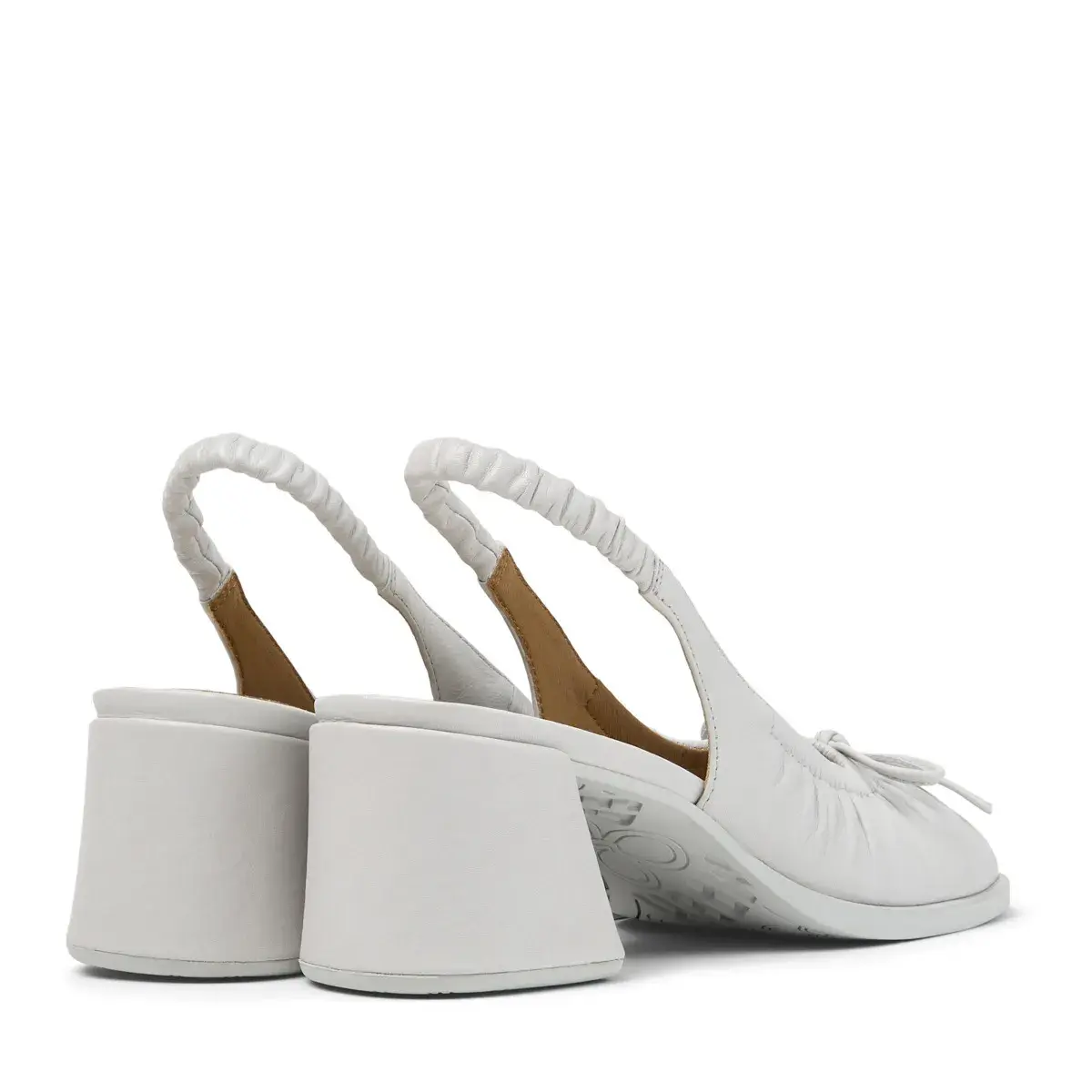 Geraffte Leder Slingback Blockabsatz Pumps