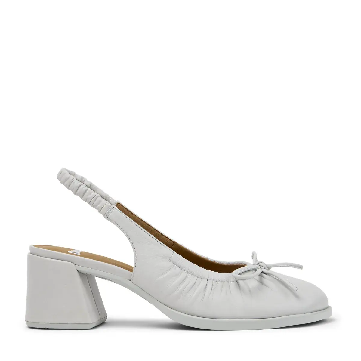 Geraffte Leder Slingback Blockabsatz Pumps