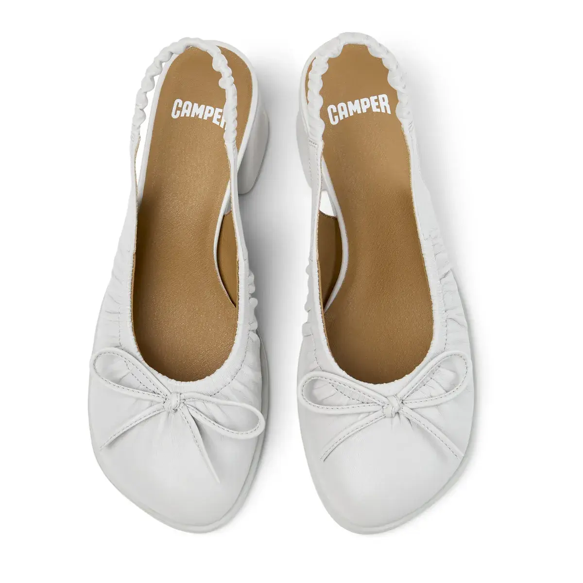 Geraffte Leder Slingback Blockabsatz Pumps