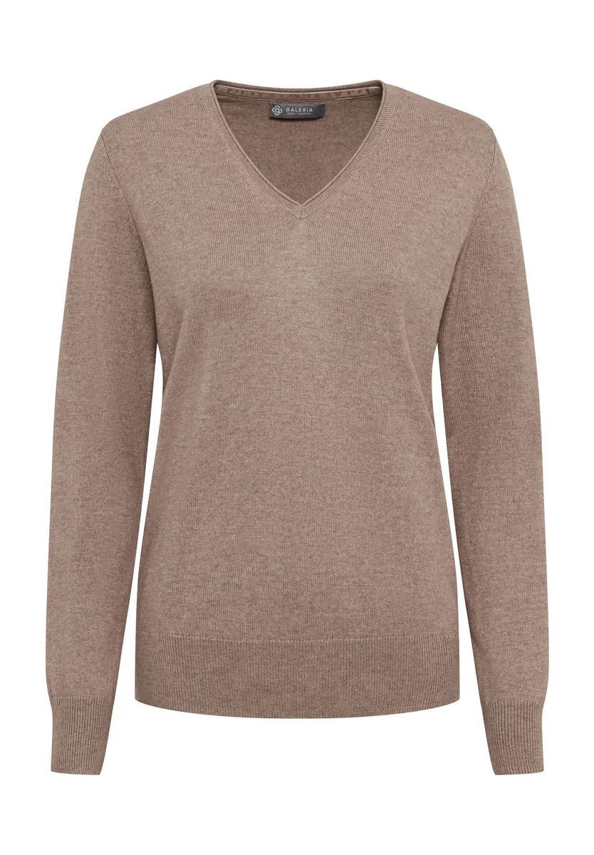 GALERIA Seide-Kaschmir Pullover "Monaco", V-Ausschnitt, für Damen, braun, 36