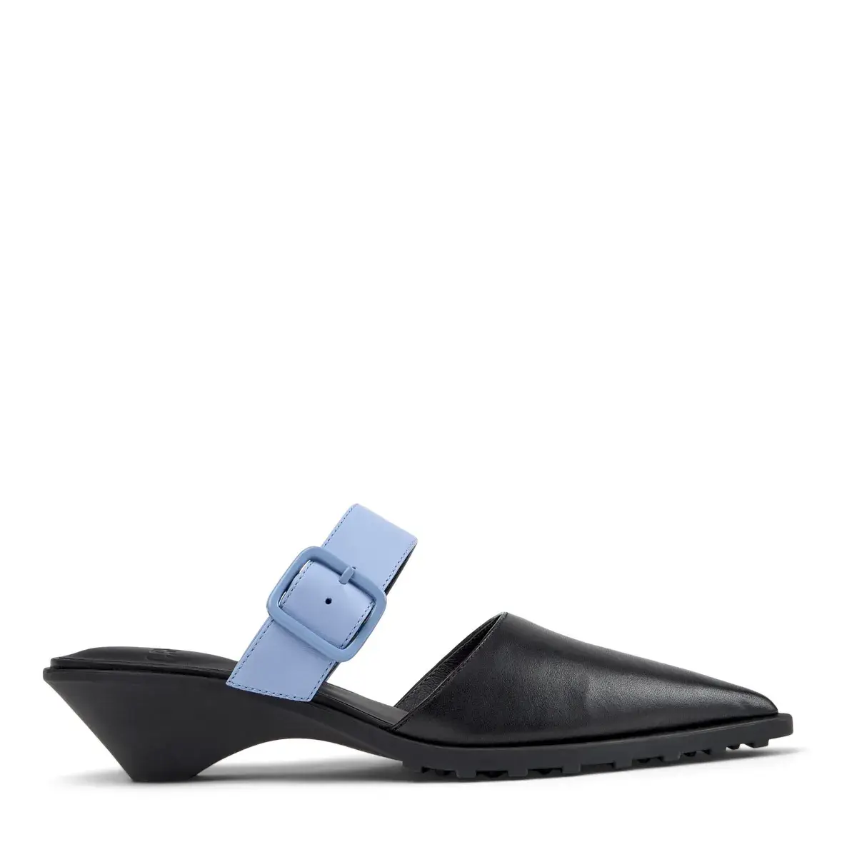 Spitz zulaufender Leder-Mule mit Schnalle
