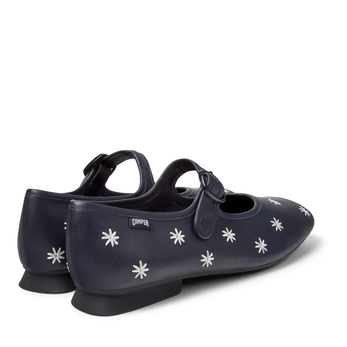 Marineblaue Mary Jane Ballerinas aus Leder