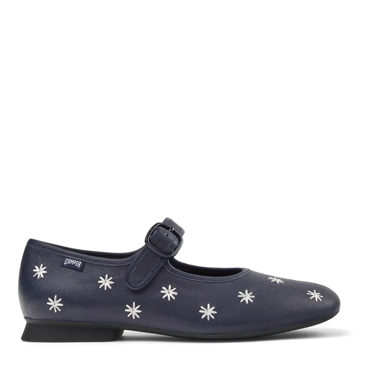 Marineblaue Mary Jane Ballerinas aus Leder