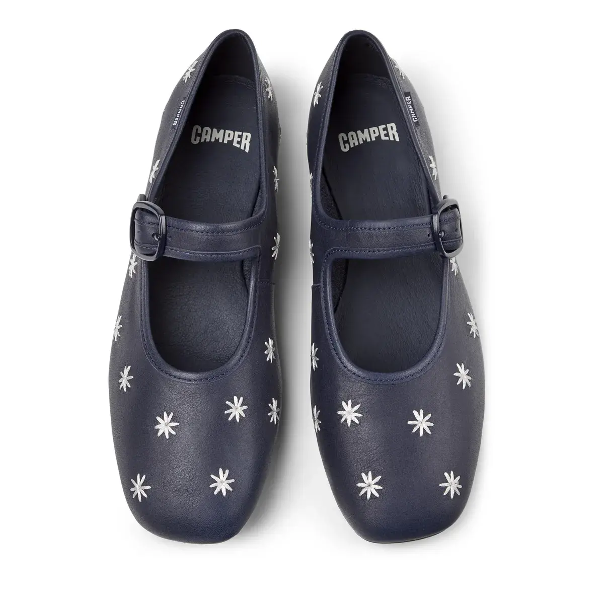 Marineblaue Mary Jane Ballerinas aus Leder