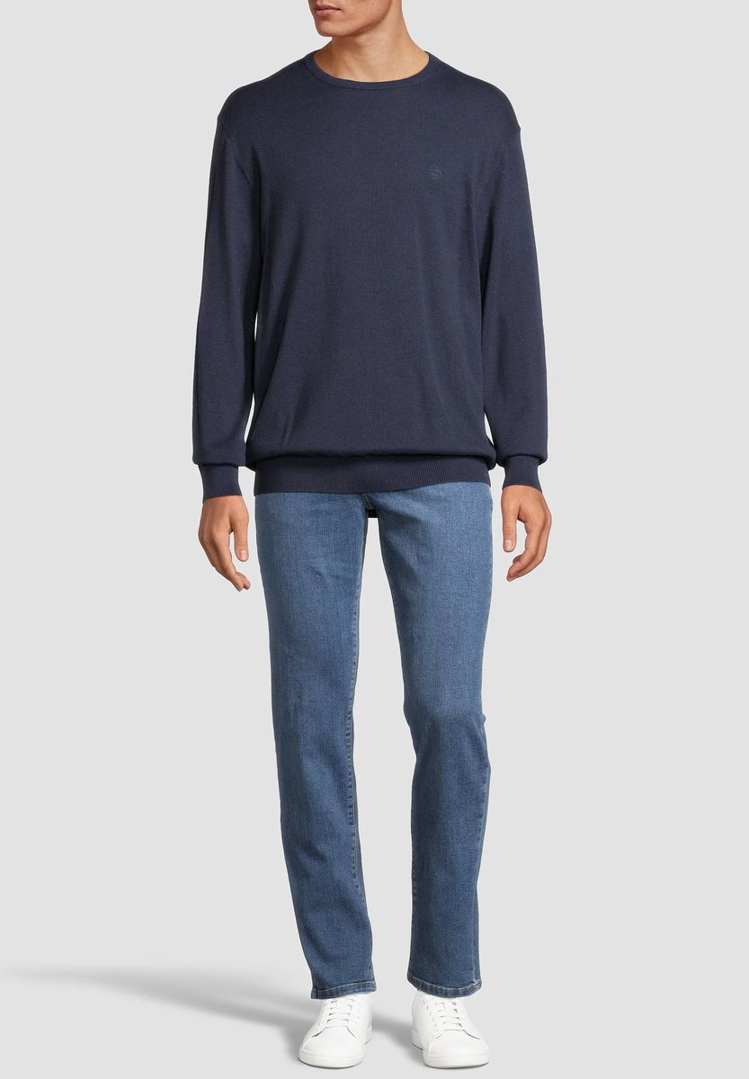 Klassischer Herren Baumwollpullover mit Rundhalsausschnitt