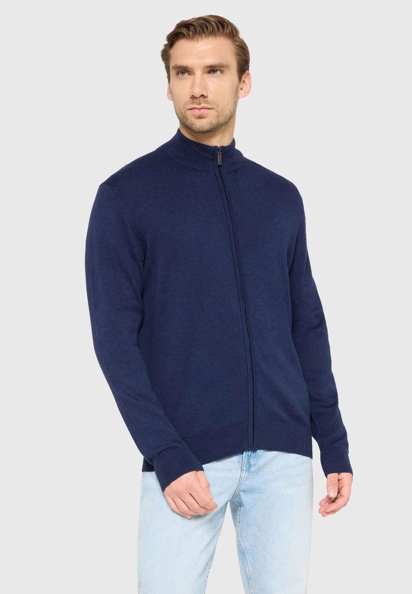 Herren Strickjacke mit Stehkragen und Reißverschluss