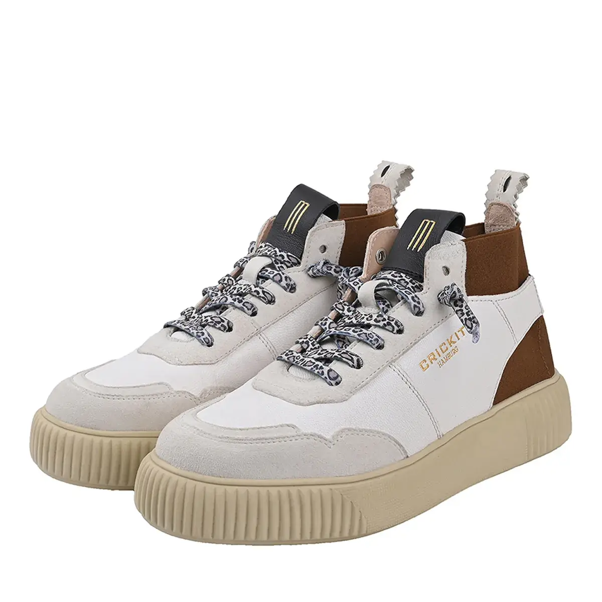 Damen Leder High-Top Sneaker Stiefelette