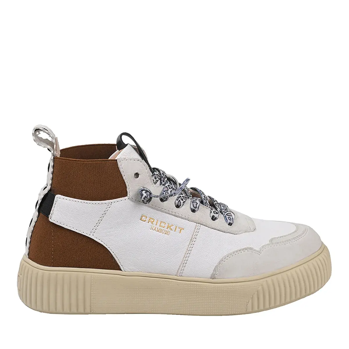 Damen Leder High-Top Sneaker Stiefelette