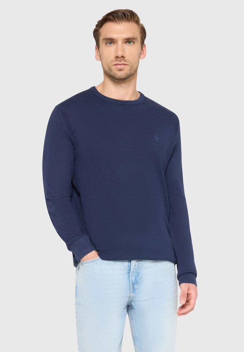 Klassischer Baumwollpullover mit Rundhalsausschnitt