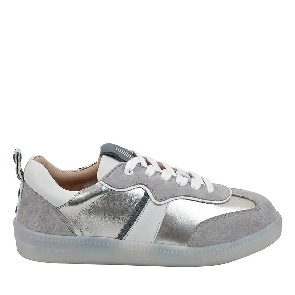 Silberner Leder Low-Top Mode-Sneaker