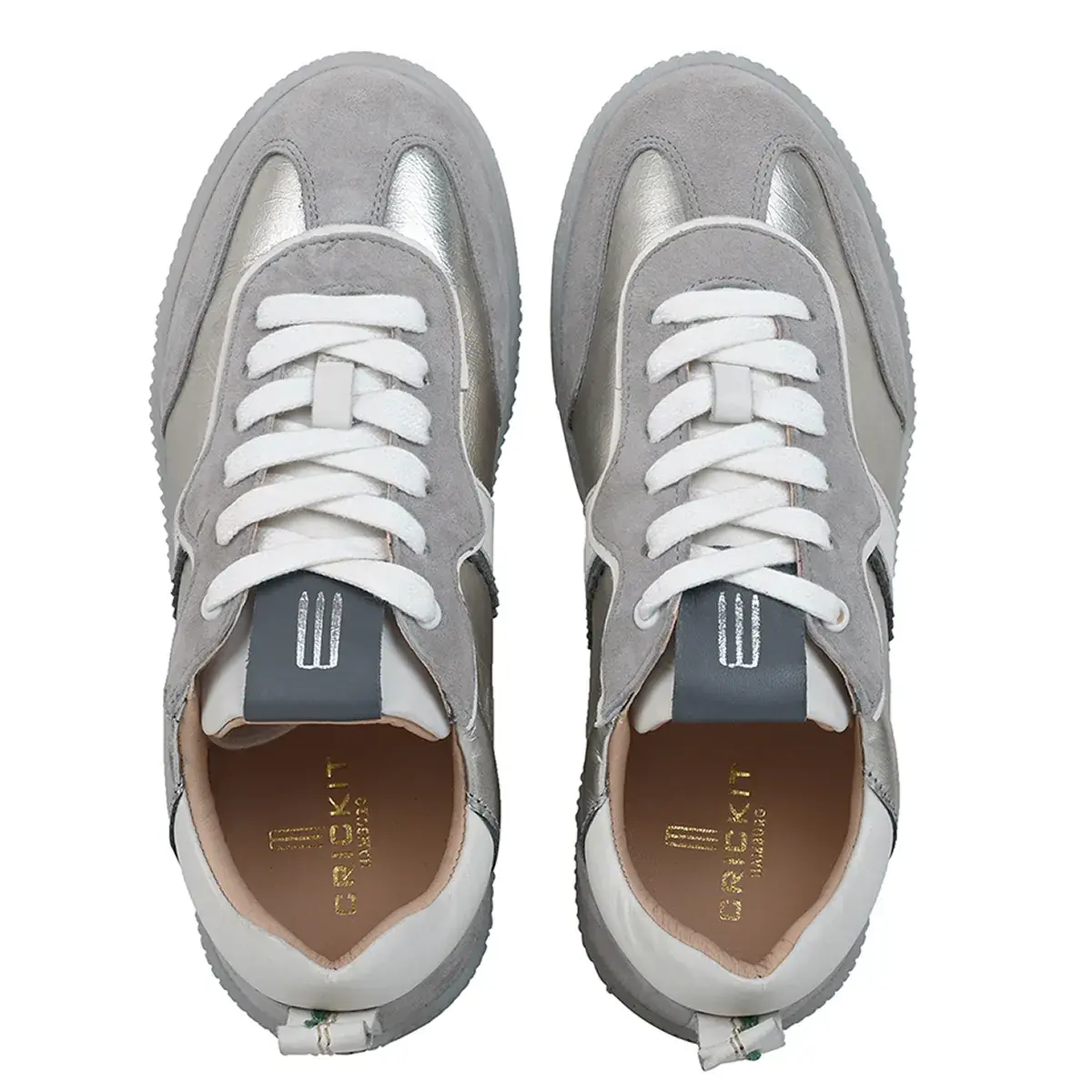 Silberner Leder Low-Top Mode-Sneaker