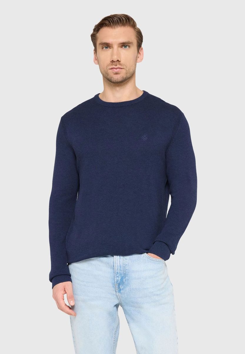 Klassischer Baumwollpullover mit Rundhalsausschnitt