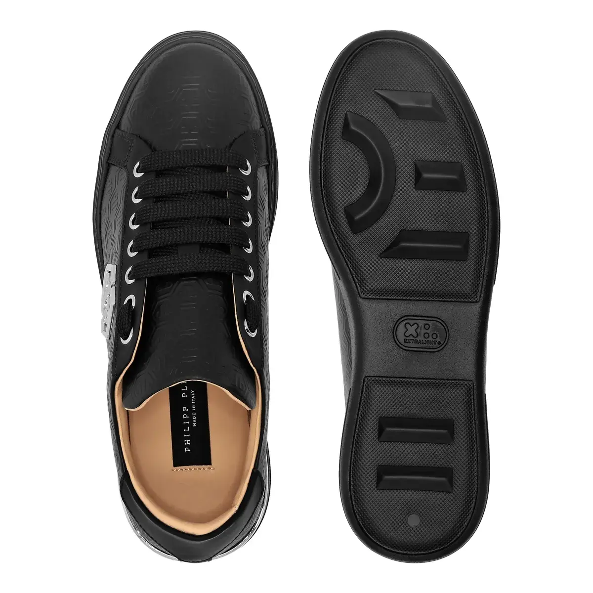 Monogrammgeprägter Low-Top-Leder-Sneaker