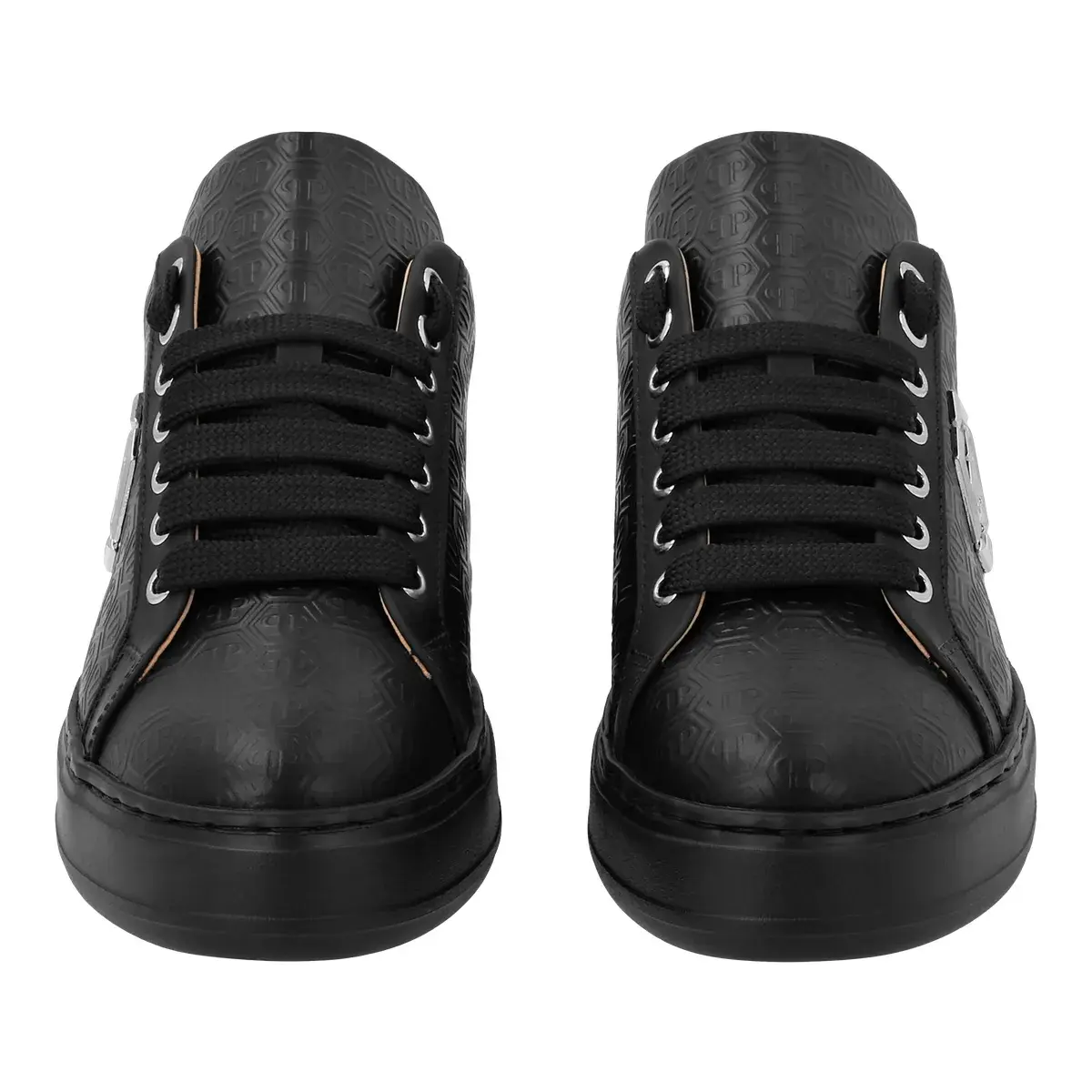 Monogrammgeprägter Low-Top-Leder-Sneaker